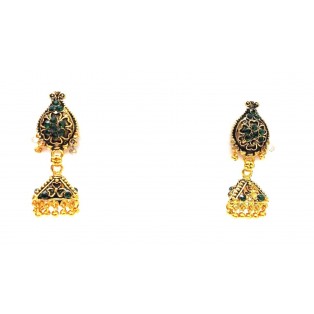 Golden Oxidized Women Earring Jhumka Jhumki Jewelry Drop PushBack Classy Gift 78